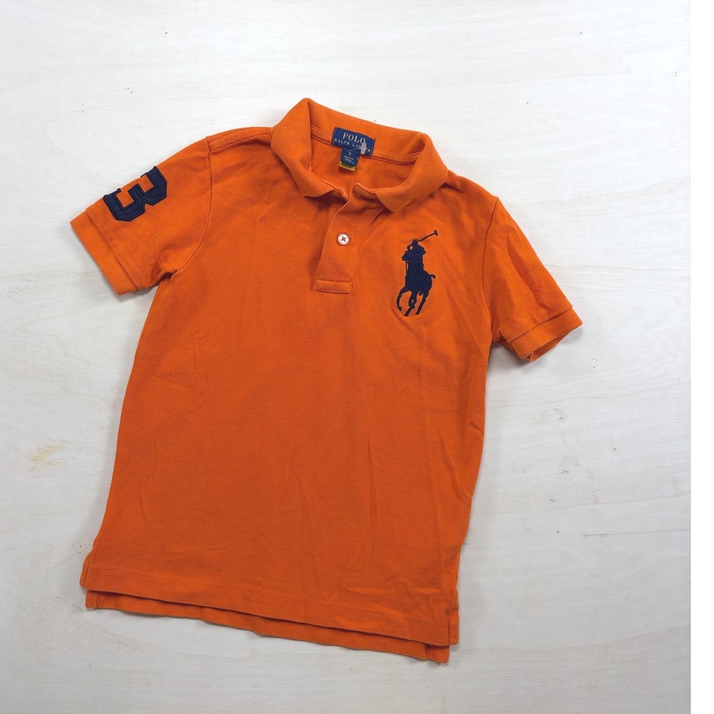 Polo Ralph Lauren Boys Orange Big Pony Short Sleeve Polo Shirt Size 5